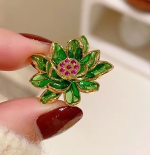 Chinese Style Lotus Brooch Fashion All-match Vintage Corsage Collar Pin New Year Internet Popular Pin Suit Accessories