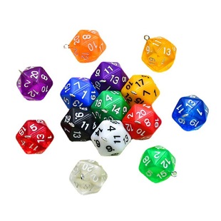 20-Sided Transparent Dice, Solid Color, Multi-Color Optional, Mini Keychain Pendant, DIY Jewelry Accessories, Creative Bag