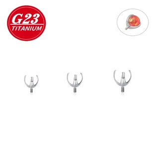 G23 Titanium Alloy Tongue Nail Three-claw Empty Holder Opal Ball Internal Thread Earring Holder F136 Titanium Lip Nail Opal Empty Holder