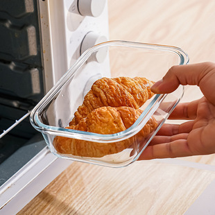 Glass Lunch Box with Lunch Box Packaging Lunch Box Rectangular Lunch Box Fresh-keeping Box with Lid Sealed Food Grade Fresh-keeping Bowl