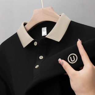 POLO Men's T-Shirt Short-sleeved Casual Light Luxury Business Summer New Lap Collar Embroidered Top Half-sleeved Dad Fashion
