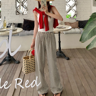 Morishima Spring and Summer Loose Casual Pants Women's Slim-fit Thin All-match Breathable Trousers High Waist Dape Striped Straight Pants