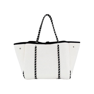 Large Perforated Breathable Gym Tote Bag Lightweight Multi-Use Neoprene Beach Bag Interior Zipper Pocket