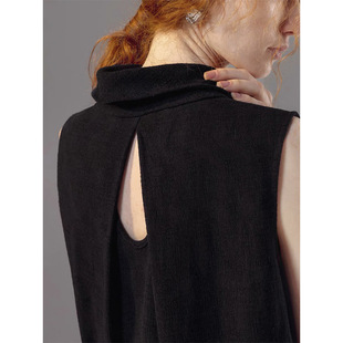 MCL Homemade French Style Cotton and Linen Blended Texture Sense Sleeveless Vest Women's Front and Back Wearing Swing Collar Shirt Same Style by Wu Xin
