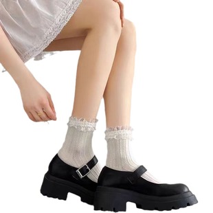 Milk White Bow Lace Socks for Children Cute Lolita Japanese Jk Lace Socks Lolita Sweat-Absorbing Mid-Tube Socks