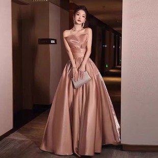 High-end Strapless Evening Dress Spring and Summer New Elegant High-end Dress Bow Design Fashion Ponte Dress