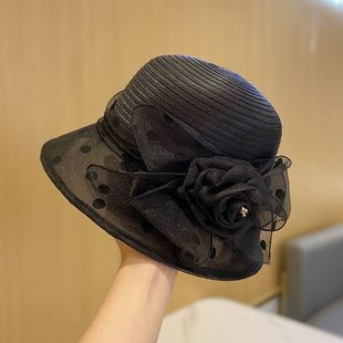 Новая осина шляпа женская летняя корейская элегантная цветочная шляпа рыбака в горошек