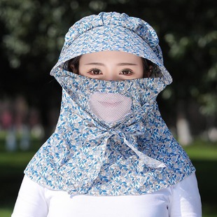 Sun Hat Women's Summer Sun Protection Face and Neck Protection Mask with Fan for Dry Farm Work Tea Picking Hat Cycling Big Corned Sun Hat