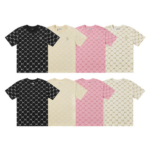 2025MLB High Version Spring and Summer Hard Diamond Retro Old Flower Sports Full Print Short Sleeve T-shirt Men's and Women's Same Style Top
