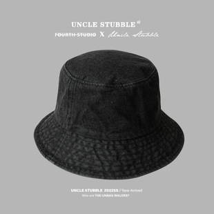 Japanese Style Denim Fisherman Hat Men's Big Brim Shown Face Little Girl's Plain Face Covered Basin Hat Korean Style All-match Couple's Hat Trendy