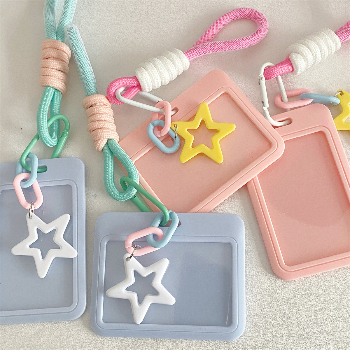 Original star slide cover card sleeve knotted Color Braided rope keychain campus card meal card small card protective cover