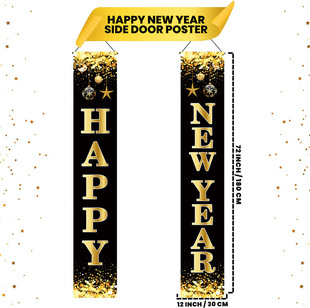 Black Gold Party Decoration Supplies Happy New Year Banner Door Hanging Banner Party Hanging Decoration Couplet
