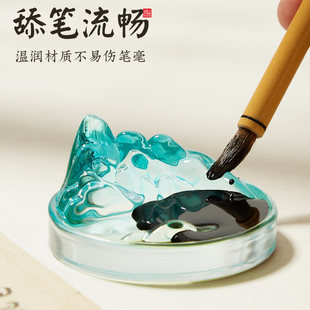 Coloured glaze study four treasures ink plate pen licking pen mountain calligraphy traditional Chinese painting ink butterfly ink ink plate brush ink butterfly pen drag