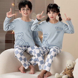 Children's Home wear baby girl's spring and autumn Princess Prince brother and sister wear girl's pajamas 5-9-12 years old long sleeve cotton autumn