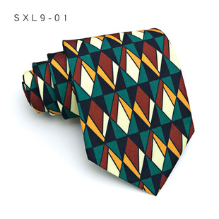 Hong Kong Style Retro 9cm Wide Tie 70/80 Modern Men's and Women's Dress Business Printing Personalized Suit Shirt Accessories