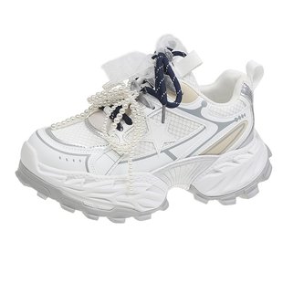 Genuine Leather Version ~ Increased Thick-soled Torre Shoes Women 2025 New Joker Explosions Beads Decorative Casual sneaker