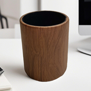 Business leather office supplies round pen holder desktop stationery storage box creative fashion office fashion supplies