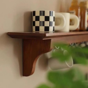 Retro Log Wall-mounted Partition Restaurant Kitchen Spice Rack One-word Partition Coffee Cup Wall Storage Rack