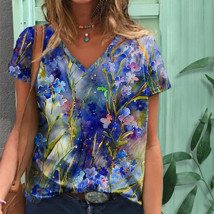 3D Printed Short-sleeved T-shirt Women's 2025 Summer Korean Style New Women's T-shirt
