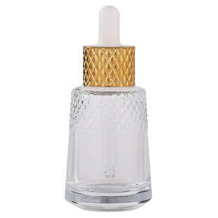 In stock 30ml Diamond pineapple essential oil bottle Press pump lotion sub-packaging conical essential oil dropper bottle cosmetic bottle