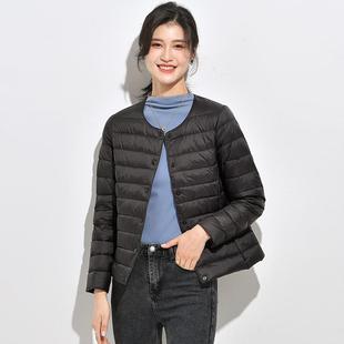 Yalu Women 2024 новый осенний и зимний короткий легкий пуховик женский легкий круглый воротник тонкая дикая куртка