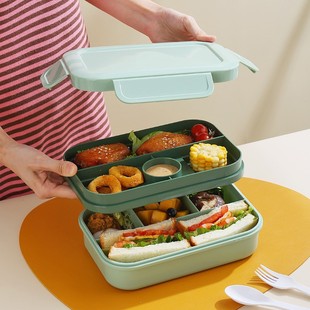 Cross-border Large Capacity Lunch Box Microwave Heatable Preservation Box Double Sealed Lunch Box Meal Delivery to Work Lunch Box