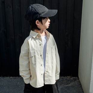 Children's Shirt Pure Cotton 2025 Boys' Spring New Long-sleeved Trendy Pure Cotton Shirt Workwear Thin Top