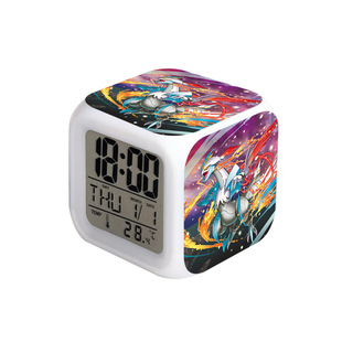 Pokemon Colorful Luminous Square Alarm Clock Student Bedroom Small Gift