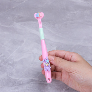 Cartoon three-sided U-shaped children's toothbrush soft hair 3d 3 to 6-12 years old family home orthodontic interdental brush