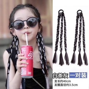 Children's Wig Braids Girls' High Pony Tail Braids Rubber Band Hair Rings Sweet Cool Boxing Braids Rubber Band Hair Accessories