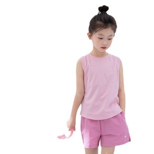 Children's Zero Sense Quick Dry Cotton Vest 2024 Summer New Style Girls' Fashionable Sleeveless Base Shirt Big Children's Solid Color Top