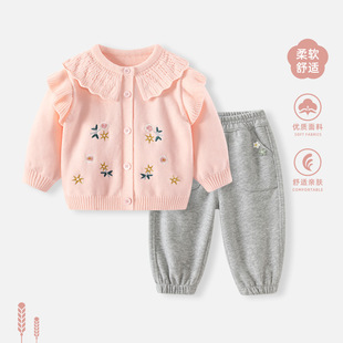 Baby Girl suit 2025 New Coat Baby Knitted Sweater Cardigan Sweater Top Girls Children's Spring and Autumn Clothes