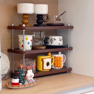 Shelf kzi German station desktop antique solid wood tea cup rack T4 office storage bookshelf compartment new Chinese postage