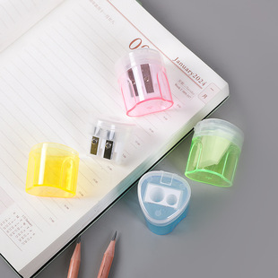 Triangular large and small caliber pencil sharpener with lid Pencil sharpener for students and children convenient and durable cross-border wholesale