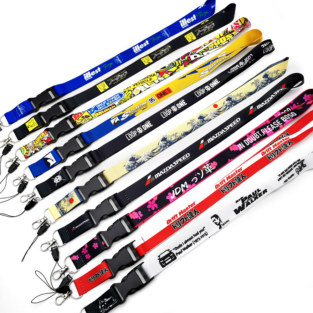 Car Jdm Modification Culture Wave Buckle Work Id Lanyard Mobile Phone Hanging Neck Lanyard Heat Transfer Does Not Fade