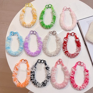 Autumn new cute color snowflake plush mobile phone lanyard pendant personalized women's plush pendant pendant all-match