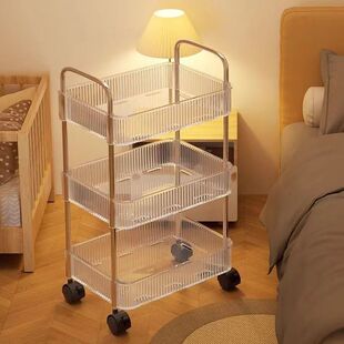[Special Sale Processing] Transparent Acrylic Trolley Storage Rack Bedroom Snack Mobile Cosmetics Storage Rack
