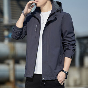 [Hua Richeng] hooded jacket men's 2024 spring casual windproof jacket men's young and middle-aged men
