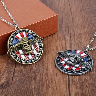 Cross-border Foreign Trade Hot Selling Retro Personality Trend Heavy Metal Rock Band Logo Pendant Accessories Keychain Necklace