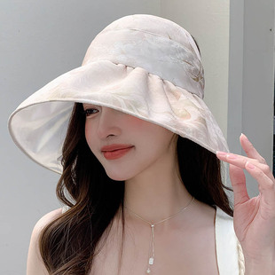 2025 spring and summer big hat brim empty top hat new goddess elegant national style women's casual sun hat foldable sun hat