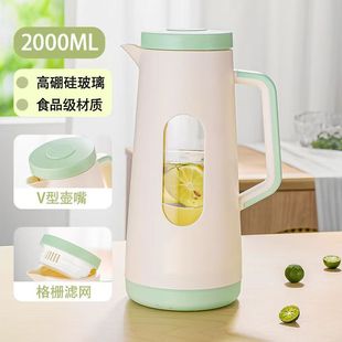 Cold Water Kettle Household Refrigerator Large Capacity Cold Water Kettle Glass High Temperature Resistant Drop-resistant Tea Pot with Handle for Summer