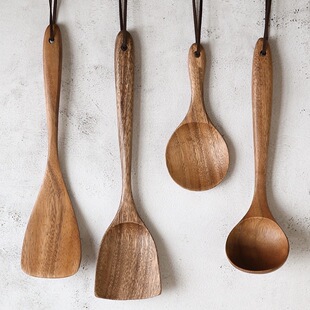 [Enterprise Exclusive] Acacia Wood Spatula Household Long Handle Wooden Spoon Colander Wooden Kitchenware Rice Spoon Non-Stick Pan