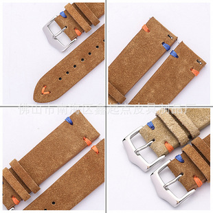 New color fashion velvet watch with 20mm 22mm hand stitched leather watch with velvet leather
