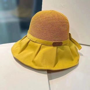 Big Brim Face Covering Fisherman Hat Women's Summer Korean-style All-match Travel Sun Hat Sunscreen Thin Sun Hat Bow