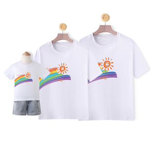 School Games Class Clothes Parent-Child Cotton Short-sleeved Children's Sweat-absorbent Breathable 100 Cotton T-shirt Sports Top