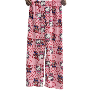 Amazon Flannel Pajama Pants Women's Autumn and Winter Flannel Loose New Home Casual Warm Pants Outer Wear Cross