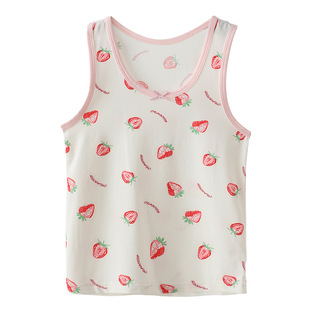 Girls' Hurdle Vest Baby's Sleeveless T-Shirt Round Neck Base Top Girls' Underwear Inner Strap Children's Wear A