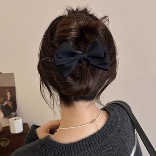 Simple All-match Bow Twisted Hairpin Women's Back of Head One-character Shark Clip Ins High-grade Grip Clip