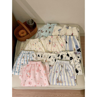 Walking God Pants Cartoon Thin Japanese Lazy Pants Clouds Cotton Pajama Pants Female Students Home Three-point Shorts Female Summer