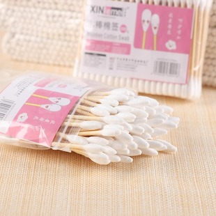 Disposable Pointed Spiral Double-headed Bamboo Wooden Stick Cosmetic Cotton Stick Cleaning Cotton Stick Bags Tattooed Cotton Bamboo Cotton Stick